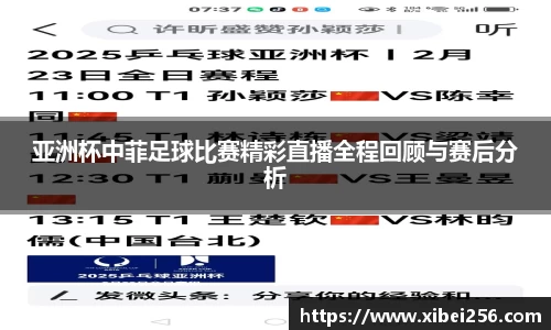 亚洲杯中菲足球比赛精彩直播全程回顾与赛后分析